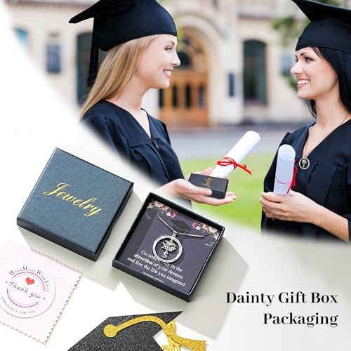 Ritach Graduation Gift for Her - Class of 2026 Graduation Cap Initial Necklace Silver Cubic Zirconia Graduation Necklace Masters Degree High School College Graduation Gift for Her - Image 7