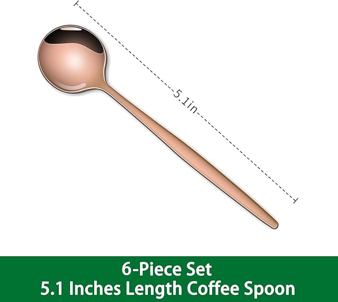 5.1Inch Stainless Steel Coffee & Tea Spoons Set,Rose Gold Teaspoon,Small Spoons For Dessert or Tea,Espresso Spoon For Cafe