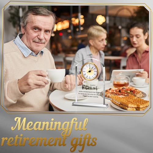 Landical Retirement Clock Gifts for Men Women Happy Desk Acrylic Clock - Image 4