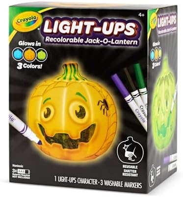Crayola Light-Ups - Jack-O-Lantern, Reusable Light Up Pumpkin Toy, Halloween Craft, Cute Glow in The Dark Decor & Night Light, Halloween Toy, Ages 4, 5, 6 - Image 6