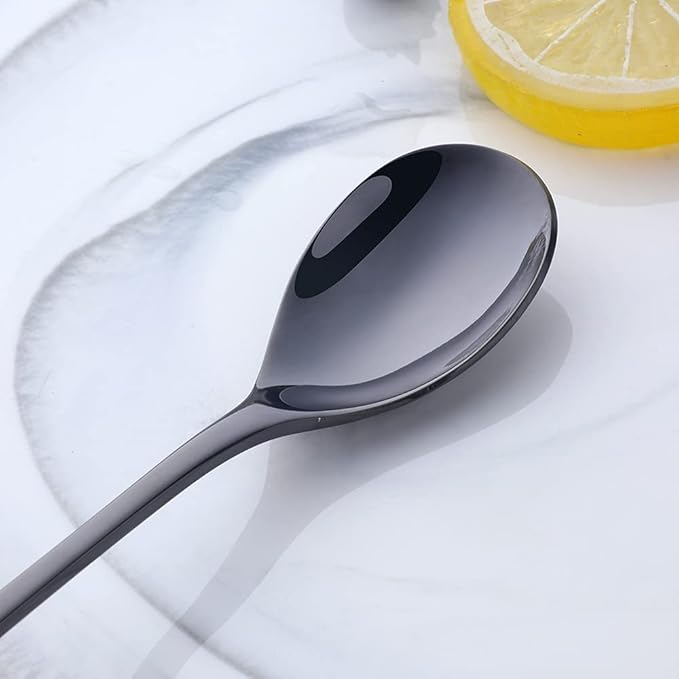 Buyer Star 8-Inch Long Handle Iced Tea Spoons, Ice Cream Spoon, Stainless Steel Cocktail Stirring Spoons, Set of 8 (Black)