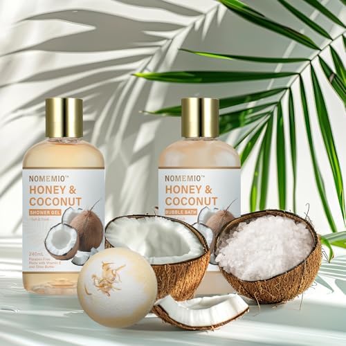 Birthday Gifts for Women, 11pcs Honey & Coconut Luxury Gift Basket Bubble Bath Skincare Gift Set - Image 5
