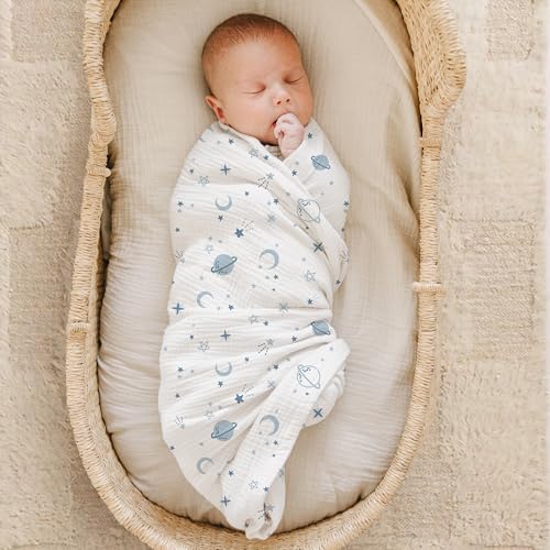 Konssy Muslin Swaddle Blankets, 100% Cotton Receiving Blankets, 47"x 47" - Image 3