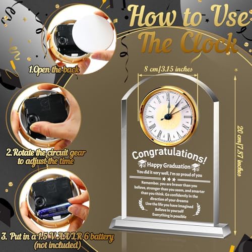 Landical Graduation Gifts Acrylic Clock Sign for Men Women Congrat Grad - Image 3