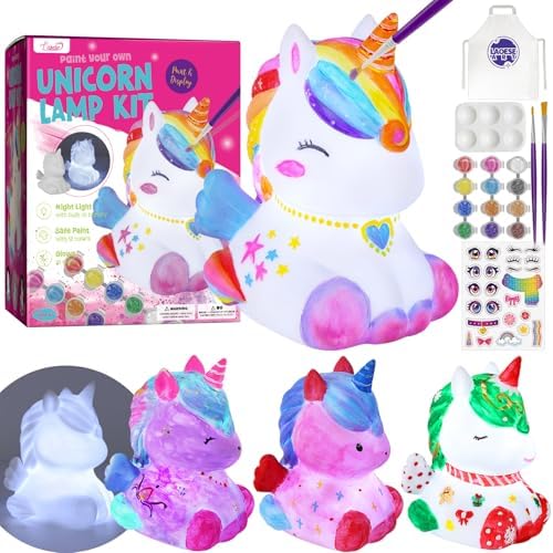 Paint Your Own Unicorn Lamp Kit, Crafts for Kids Ages 6-12, Gifts for Girls by Laoese