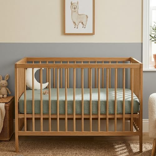 Pro Goleem 2 Pack Muslin Crib Sheets for Boys and Girls, Soft Breathable Neutral Fitted Cotton Baby Bed Sheets Set for Standard Crib Mattress & Toddler Mattress 52"x28", (Grey＆Green) - Image 5