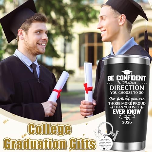 Lifecapido Graduation Gifts, 2026 Graduate 20oz Tumbler with Keychain, High School College Masters Degree PhD Graduation Gifts for Friends Classmates Graduates, Black - Image 2