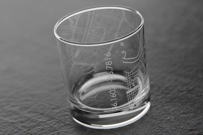 Well Told Engraved Nashville Tennessee Map Rocks Glass, Old Fashioned Glassware (11 oz, Clear) Etched Bourbon Tumbler, Gifts For Whiskey Lovers
