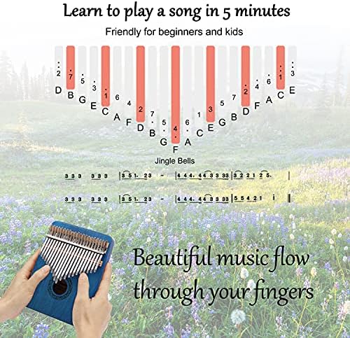 Kalimba Thumb Piano,YUNDIE Portable 21 Keys Mbira Finger Piano with Tune Hammer and Instruction,Musical Instruments Gift for Adult Beginners Professional(Blue) - Image 3