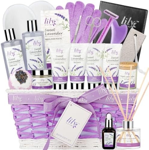 22Pcs Spa Gifts for Mom, Perfect Lavender Bath Spa Gift Baskets for Women by LILYROY