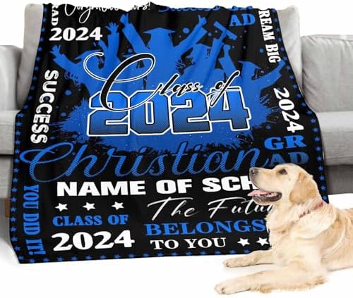 Graduate Class of 2024 Personalized Senior Class of 2024 Blankets with Photo and Name Personalized Blankets for Adults, Custom Blanket Custom Blanket with Text 43x56inch, Graduation Pattern19 - Image 4