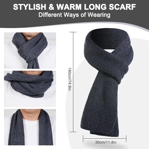floconssy Men's Winter Hat Scarf Gloves Set of 3, Knit Thermal Combo Gifts - Image 4