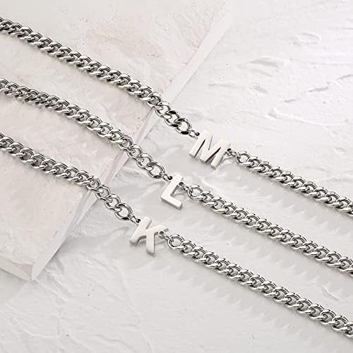 DuoDiner 18+2" Initial Necklace for Men Boys Gifts A-Z Cuban Link Chain - Image 6