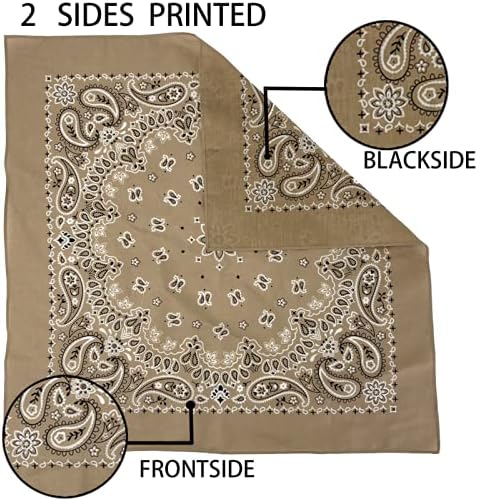 6 Pack 12 Pack Bandanas 2 Sides Printed 22inch Unisex Cowboy Kerchiefs