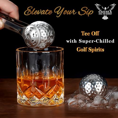 Oaksea Gifts for Men Dad Fathers' Day, Golf Ball Shaped Stainless Steel Whiskey Stones Gifts Set, Reuasable Ice Cube for Drinking, Anniversary Birthday Gifts for Him, Cool Stuff Bourbon Presents - Image 4