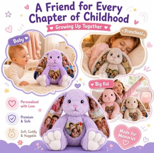 Custom Photo Bunny Plush Personalized Photo Bunny Stuffed Animal for Kids - Image 6