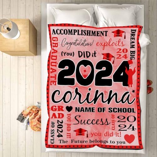Custom Picture Blankets Personalized Graduation 2024 Blanket Customize Blanket Graduation Gifts Daughter Graduation Gift Set Soft Customize Blanket 32x48inch - Image 5