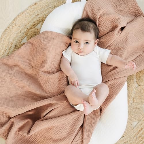 Konssy Muslin Swaddle Blankets, 100% Cotton Receiving Blankets, 47"x 47" - Image 2