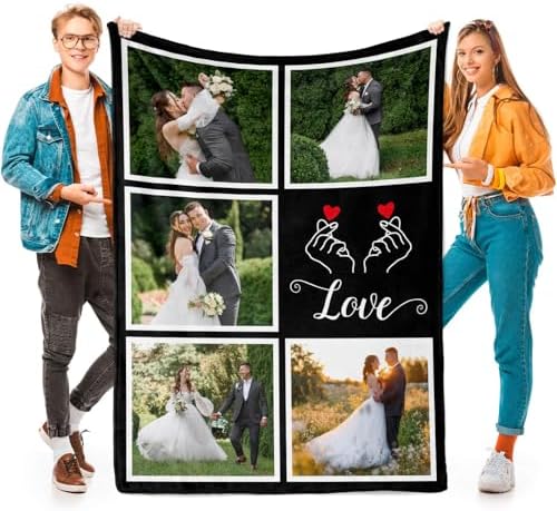Personalized Couple Gifts for Boyfriends Girlfriends, Custom Blankets with Photos, Personalized Blanket with Photos & Text, Personalized Photo Blankets, Personalized Gifts for Valentines, Anniversary by inkArts