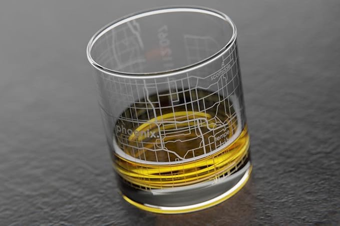 Well Told Engraved Phoenix Arizona Map Rocks Glass, Old Fashioned Whiskey Glass (11 oz, Clear) Etched Whiskey Glass, Gifts For Whiskey Lovers