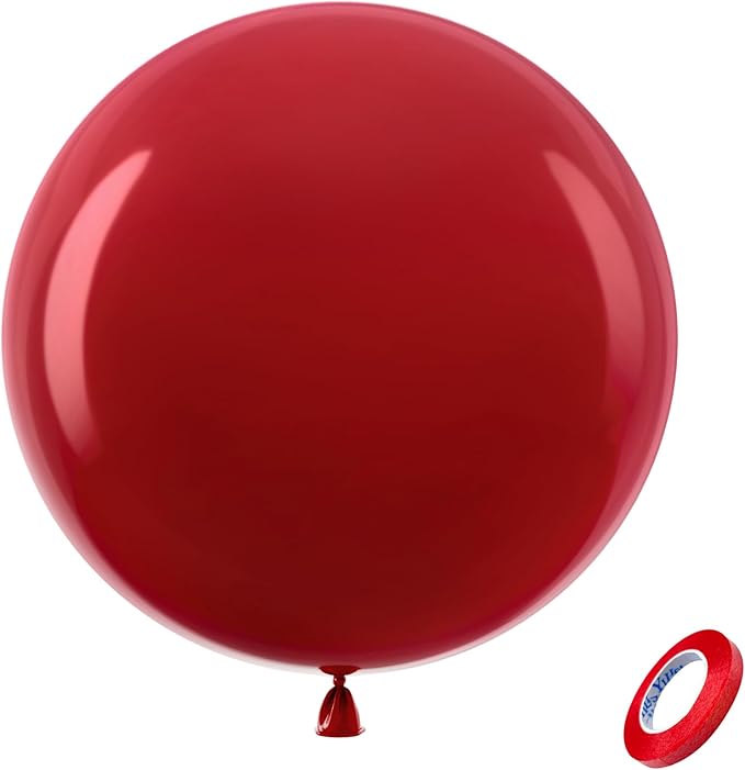 Bezente Burgundy Giant Balloons 36 Inch - 8 Pack Jumbo Dark Ruby Balloons Large Round Retro Wine Red Maroon Latex Balloons forThanksgiving New Years Casino Themed Cherry Party Decorations