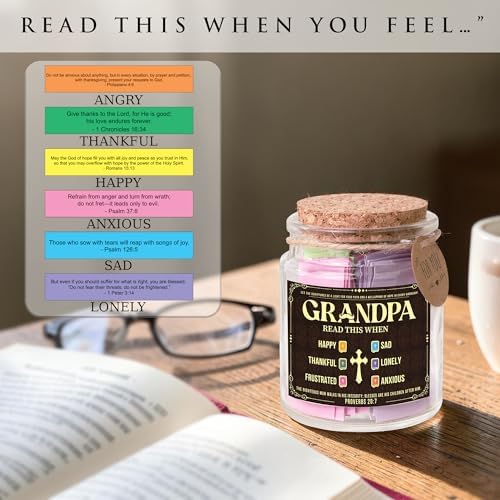 Bible Verse Jar for Grandpa, Fathers Gift for Grandpa, Scripture Jar Gift for Grandfather, 92 Encouraging Bible Verses, Religious Gifts for Men - Image 4