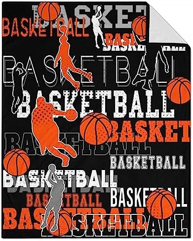 Mercuryelf Basketball Throw Blanket - Soft, Fuzzy & Warm - 40x50 Inches Flannel Blankets for Travel, Office - Black Sports Throws Gift for Kids by Mercuryelf