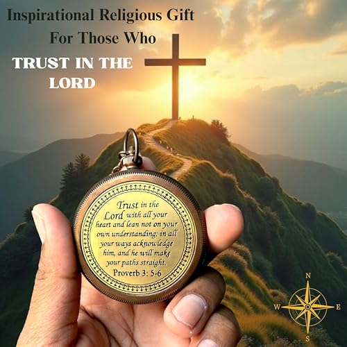 Trust in The Lord with All Your Heart -Proverbs 3: 5-6 Quote Engraved Compass with Wooden Box, Baptism Gifts for Boys, Inspirational Gifts Men, Graduation Day Gifts, First Communion Gifts - Image 3