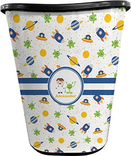 RNK Shops Personalized Boy's Space Themed Waste Basket - Double Sided (Black) by Unknown