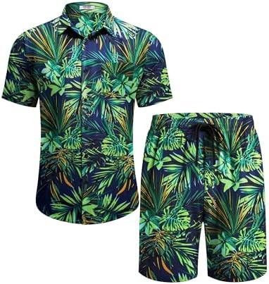 COOFANDY Men's Hawaiian 2 Piece Outfits Floral Button Down Shirt and Shorts Vacation Outfits Summer Beach Matching Set - Image 5