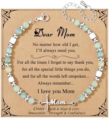 Gifts for Women Faith Cross Bracelet, Unique Amazonite Bracelets for Women by Joycuff