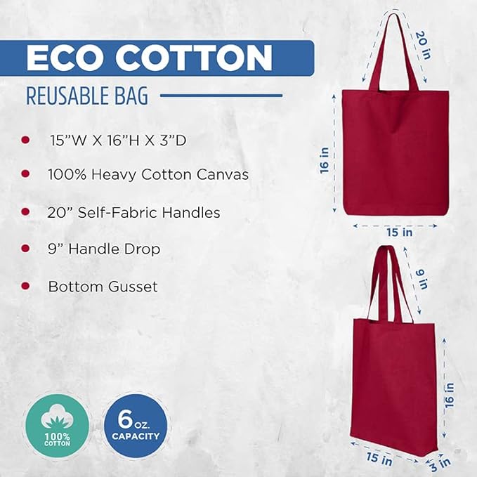 shop4ever Personalized Custom Design Your Own Eco Cotton Tote Reusable Shopping Bag Customizable Gift