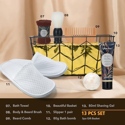 15Pcs Sandalwood Oak Moss Gift Baskets for Men, Man Bath & Body Gift Set - Image 4