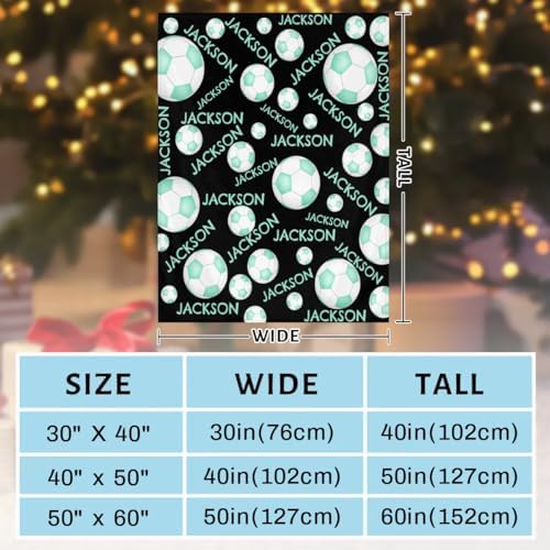 Personalized Baby Blankets for Girls Boys, Custom Baby Blanket with Name Swaddle Toddler Fleece Blanket Personalized Gift Green Black Soccer Text - Image 3