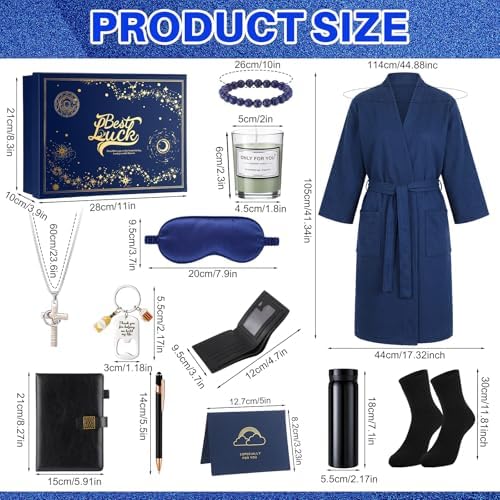13 Pcs Birthday Gifts Baskets for Men Gifts Set for Christmas, Navy Blue - Image 2