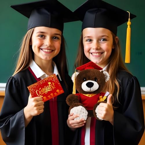 Bear with Graduation Cap Toys Class of 2026 Plush Stuffed Teddy Bear Animal Dog Cap and Gown with Greeting Card and Bag for Graduation Day Gift(Red) - Image 3