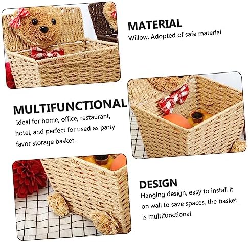 Cartoon Bear Hanging Basket Willow Wicker Organizer for Office Hotel - Image 5