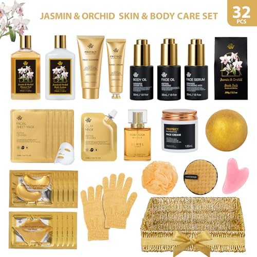 Gifts for Women, 32 Pcs Orchid Spa Basket Gift for Women,Face Skin Care Set - Image 2
