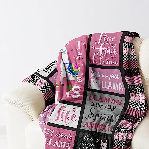 Llama Gifts for Women Girls Throw Blanket 60"x50", Llama Gifts for Lovers Mom, Alpaca Blanket/Decor - Image 3