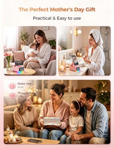 Bluetooth Speaker Birthday Gift for Women:Induction Cell Phone Stand Pink - Image 2