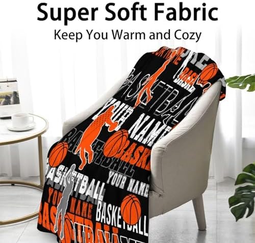 Mercuryelf Custom Basketball Throw Blanket - Soft, Fuzzy & Warm - 50x60 Inches Flannel Blankets for Living Room, Sofa - Black Sports Throws Gift for Teens - Image 2