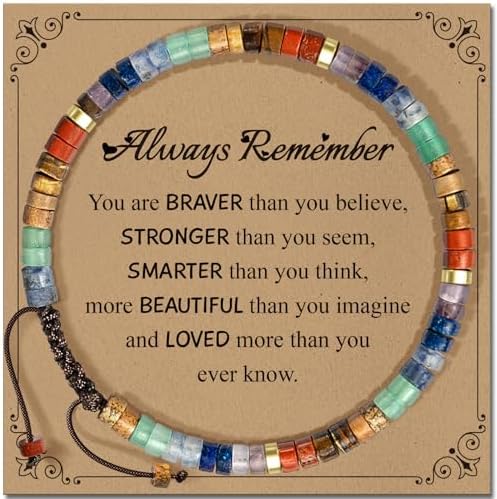 Inspirational Christmas Bracelet Gifts for Women: Healing Natural Stone Bracelet - Thinking of You Get Well Soon Birthday Gifts for Friend Sister Bestie BFF by ZOKCC