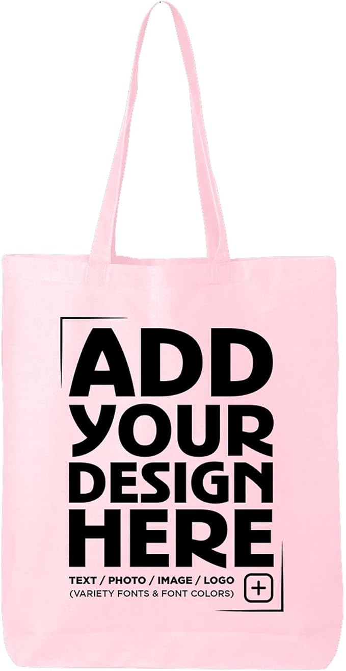 shop4ever Personalized Custom Design Your Own Eco Cotton Tote Reusable Shopping Bag Customizable Gift