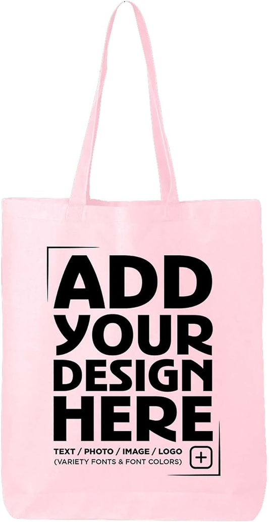 shop4ever Personalized Custom Design Your Own Eco Cotton Tote Reusable Shopping Bag Customizable Gift