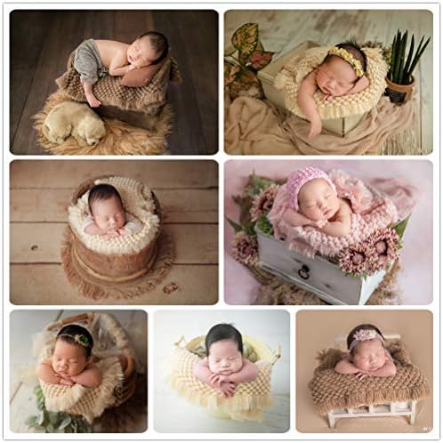 Zeroest Newborn Baby Photography Props Basket Filler Blanket (Cmeo Brown) - Image 6