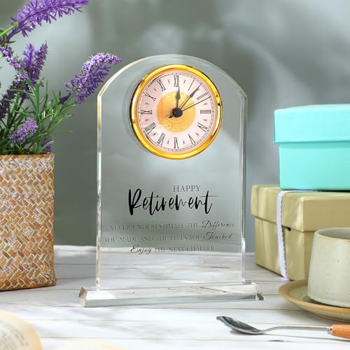Landical Retirement Clock Gifts for Men Women Happy Desk Acrylic Clock - Image 2