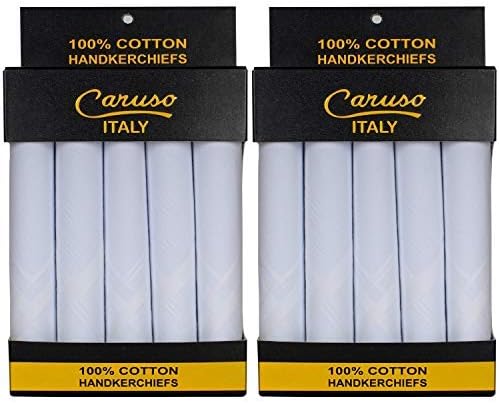 Caruso Italy Men's Premium 100% Pure Cotton Handkerchief Colored Border - (46x46 cm)