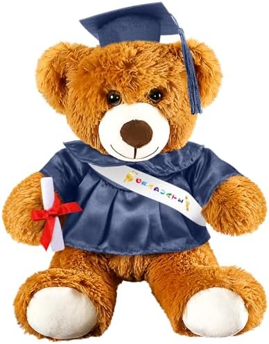 Foilswirl Graduation Bear 2025 with Gown Cap Tassel 9” Navy Blue Graduation Stuffed Animal Plush Bear Toy for Class of 2025 Prek Preschool Kindergarten High School College Graduate Gift by Foilswirl