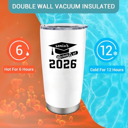2026 Graduation Gift for Her Him - Senior Class of 2026 Gifts - 20 oz Stainless Steel Tumbler With Lid & Straw - High School/College/Master Degree/PHD Gradution Gifts - Image 6