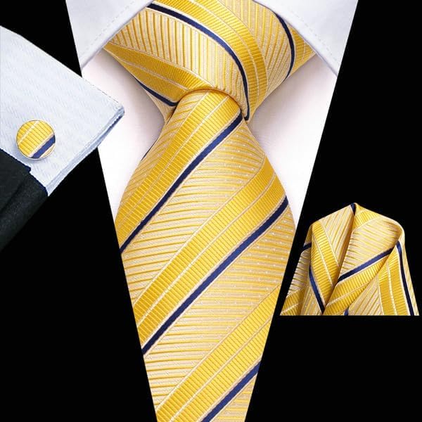 Hi-Tie Lot 5 Pcs Gift Box Mens Tie Set Necktie with Pocket Square Cufflinks Silk Neck Tie Collection - Image 3